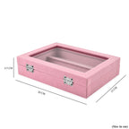 Velvet Earrings Jewellery Box with Transparent Window (Size 20x15x4 cm) - Pink