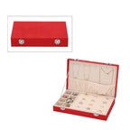Portable Velvet Jewellery Box with Lock and Anti Tarnish Lining (Size:29x18x5 Cm) - Red