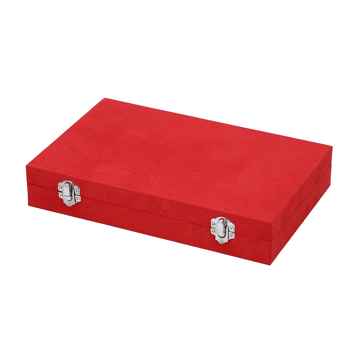 Velvet Jewellery Box with Lock and Anti Tarnish Lining , Jewellery Storage Organiser for Necklace, Earrings, Bracelets, Rings, and Accessories for Women's and Girls - Red 6259976 2