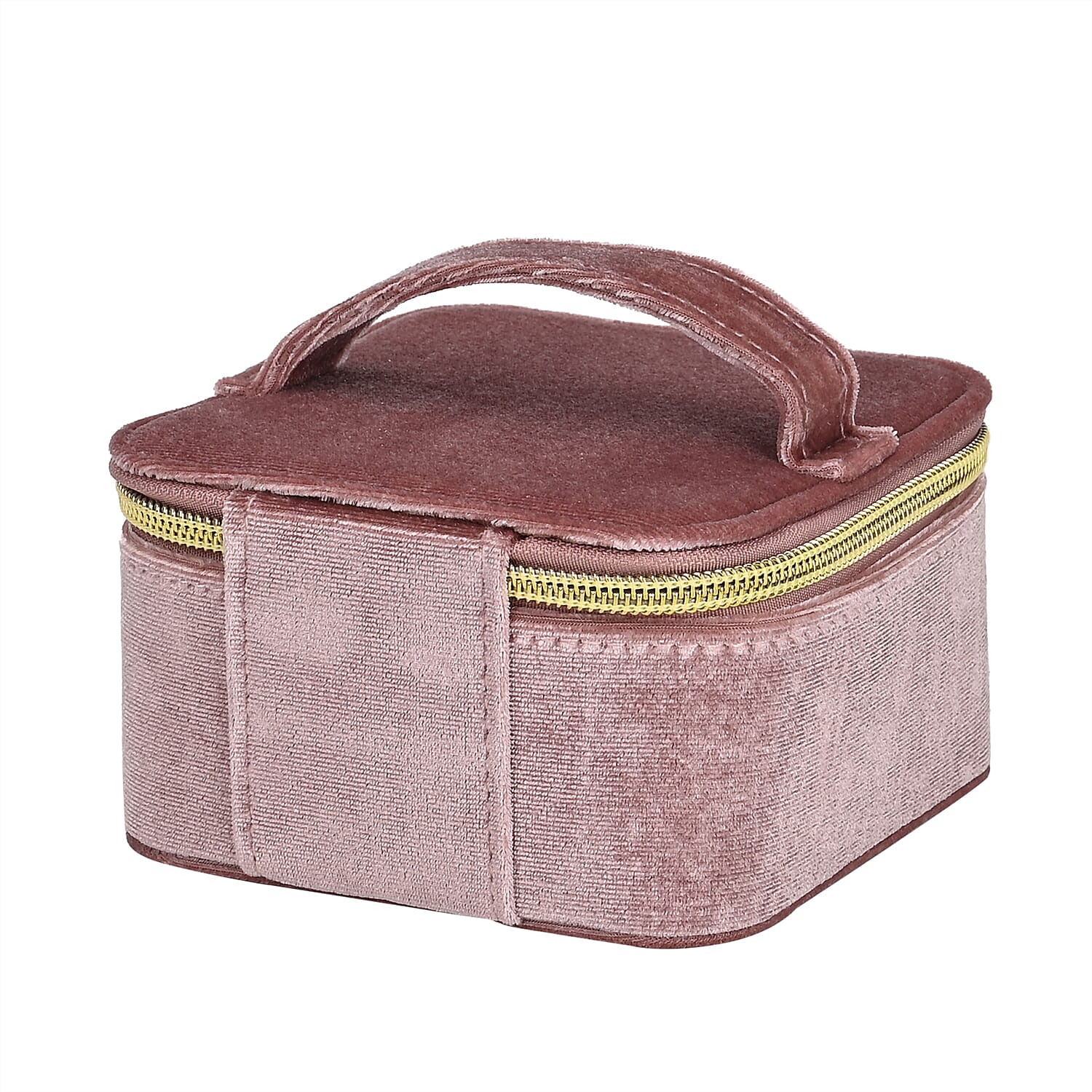 Velvet Jewellery Organiser with 4 Zipper Pockets (Size 12x12x7 cm) - Pink 7863462 11