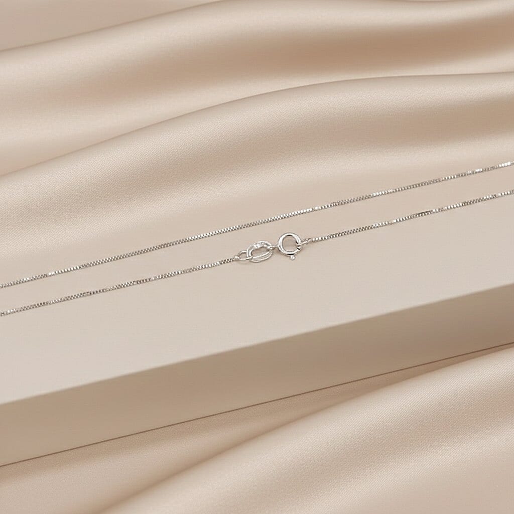 Venetian Box Chain 14 Inch in 9K White Gold 7588174 1