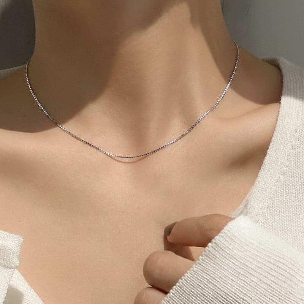 Venetian Box Chain 14 Inch in 9K White Gold 7588174 2