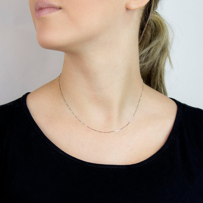 Venetian Box Chain 16 Inch in 9K White Gold 7588153 2