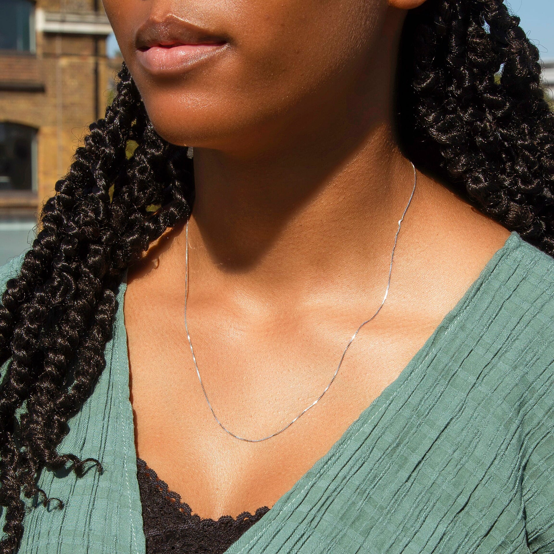 Venetian Box Chain Adjustable 18 Inch-20 Inch in 9K White Gold 7588087 1