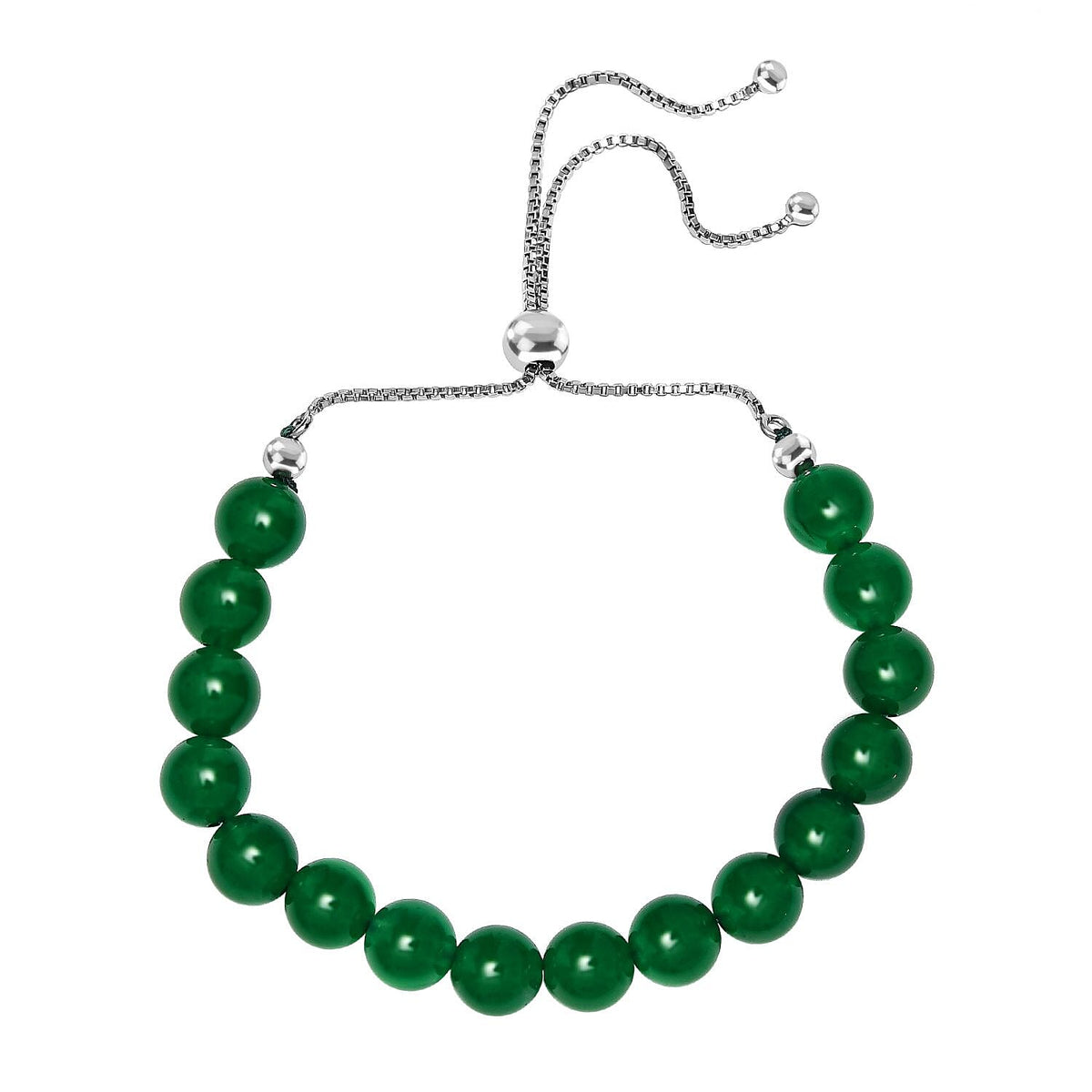 Verde Onyx Adjustable Bracelet (Size - 10.5) in Rhodium Overlay Sterling Silver 61.25 Ct 7649654 0
