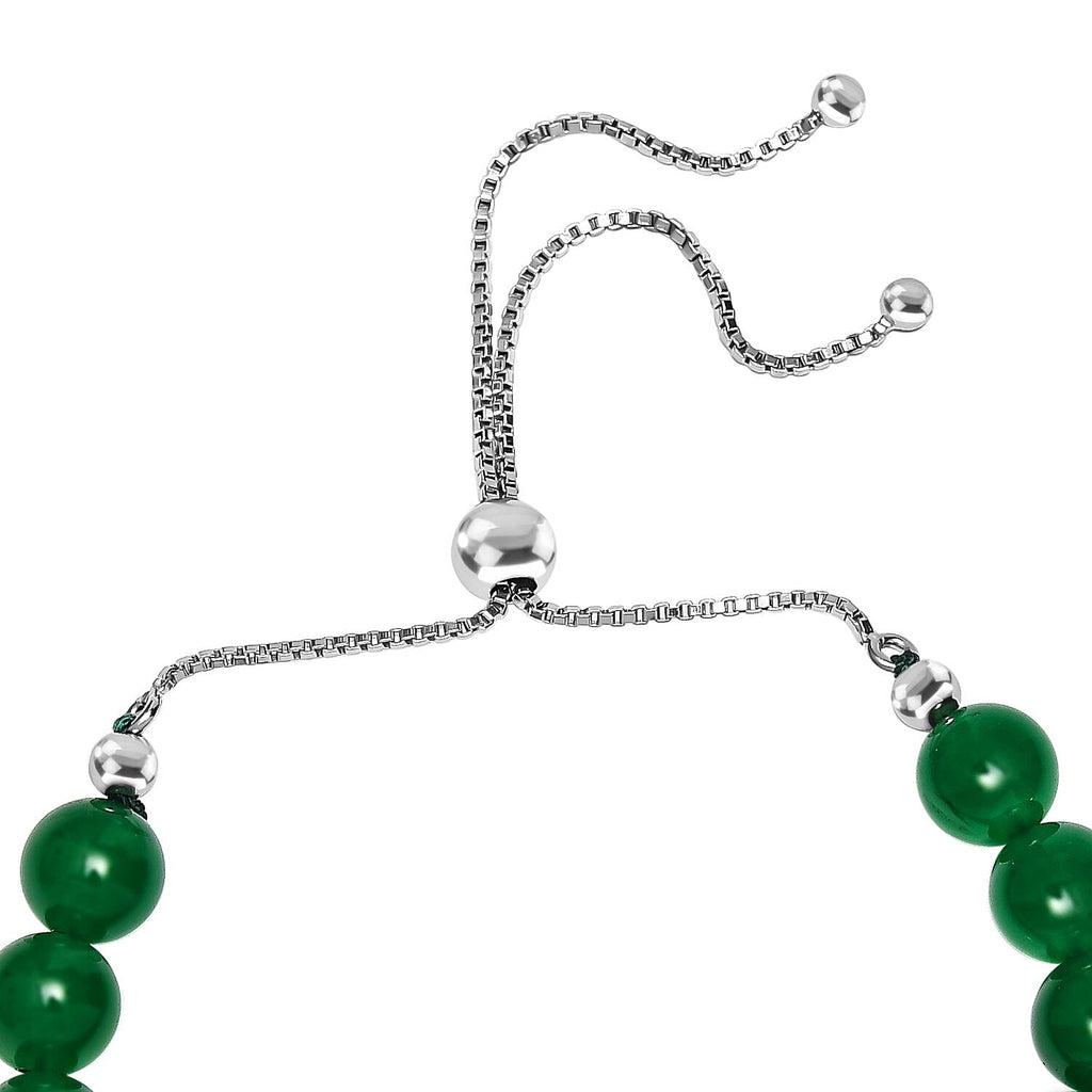 Verde Onyx Adjustable Bracelet (Size - 10.5) in Rhodium Overlay Sterling Silver 61.25 Ct