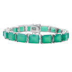 Verde Onyx  Bracelet (Size - 8) in Rhodium Overlay Sterling Silver 50.40 Ct, Silver Wt. 13 Gms.