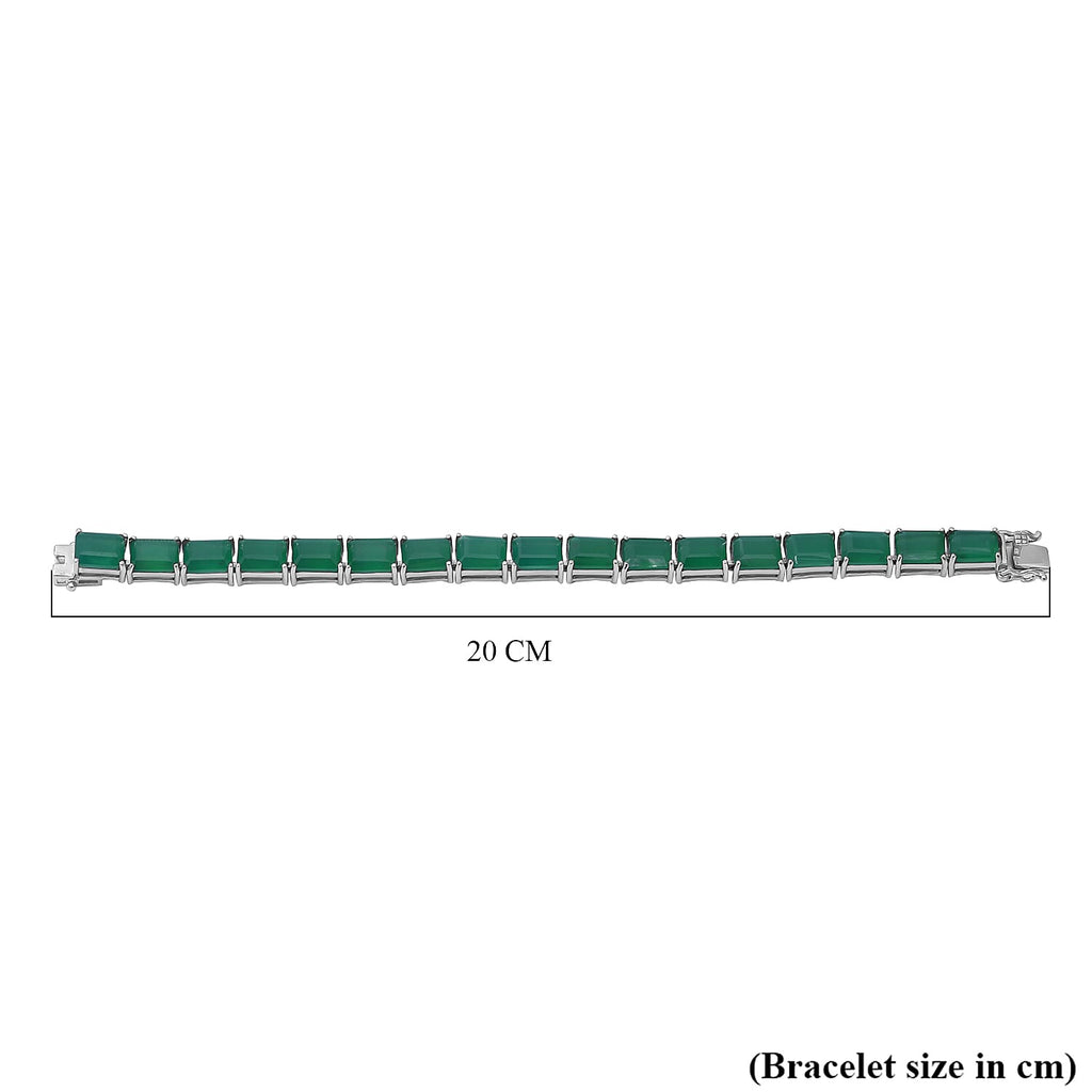 Verde Onyx  Bracelet (Size - 8) in Rhodium Overlay Sterling Silver 50.40 Ct, Silver Wt. 13 Gms.