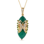 GP Italian Garden Collection - Verde Onyx & Multi Gemstone Pendant with Chain (Size 20) in 18K Vermeil YG Plated Sterling Silver 21.28 Ct, Silver Wt. 8.51 Gms