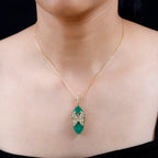 GP Italian Garden Collection - Verde Onyx & Multi Gemstone Pendant with Chain (Size 20) in 18K Vermeil YG Plated Sterling Silver 21.28 Ct, Silver Wt. 8.51 Gms