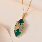 GP Italian Garden Collection - Verde Onyx & Multi Gemstone Pendant with Chain (Size 20) in 18K Vermeil YG Plated Sterling Silver 21.28 Ct, Silver Wt. 8.51 Gms