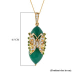 GP Italian Garden Collection - Verde Onyx & Multi Gemstone Pendant with Chain (Size 20) in 18K Vermeil YG Plated Sterling Silver 21.28 Ct, Silver Wt. 8.51 Gms