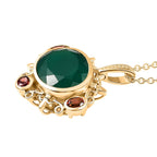 Verde Onyx & Orissa Rose Garnet Pendant with Chain (Size 20) in Yellow Gold Plating 8.40 Ct.