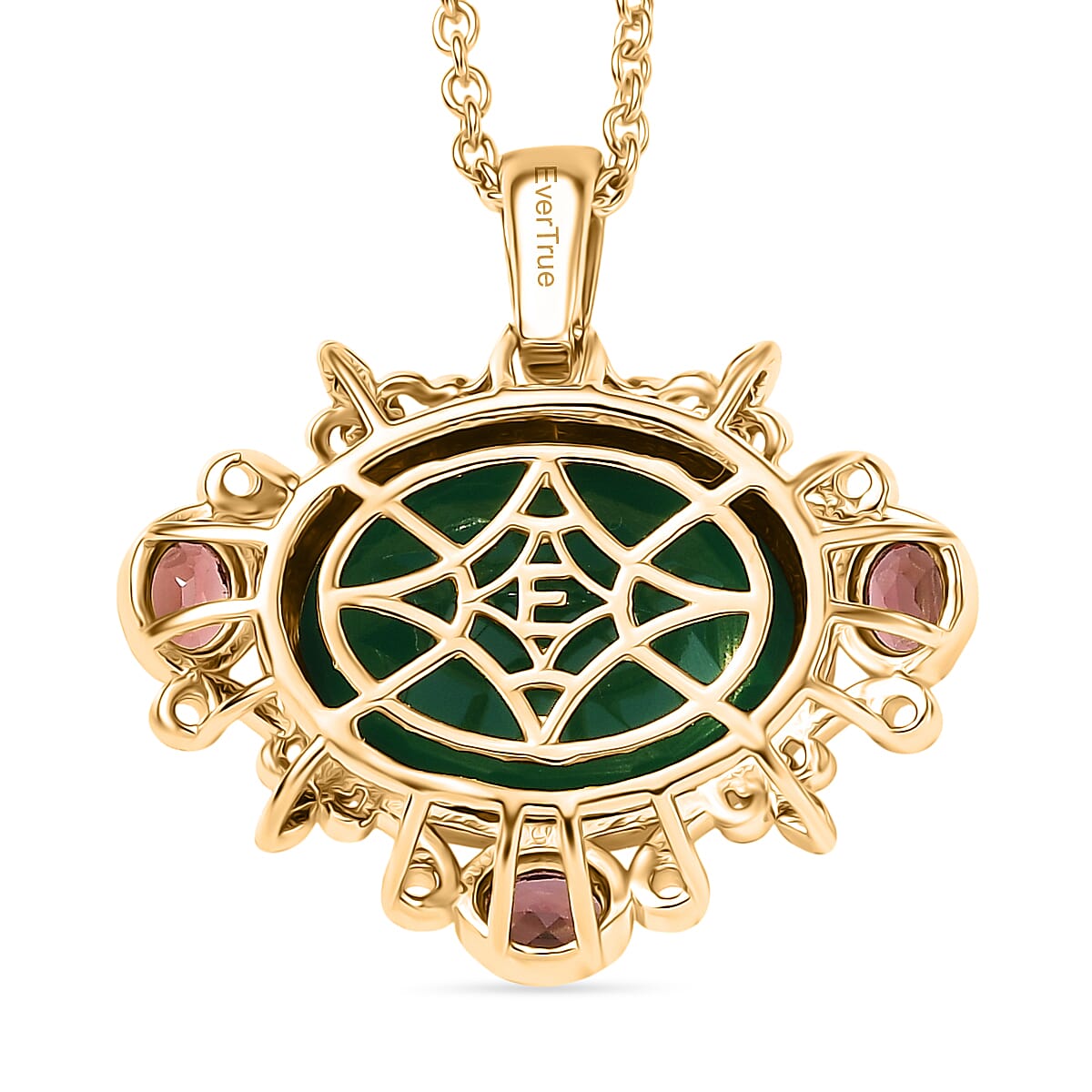 Verde Onyx &amp; Orissa Rose Garnet Pendant with Chain (Size 20) in Yellow Gold Plating 8.40 Ct. 4402735 5