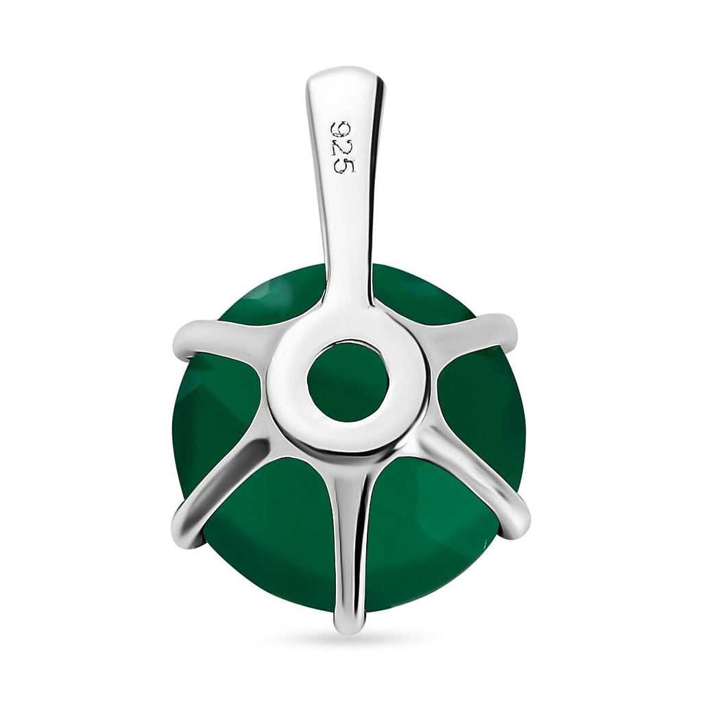 Verde Onyx Solitaire Pendant in Sterling Silver 5.40 Ct.