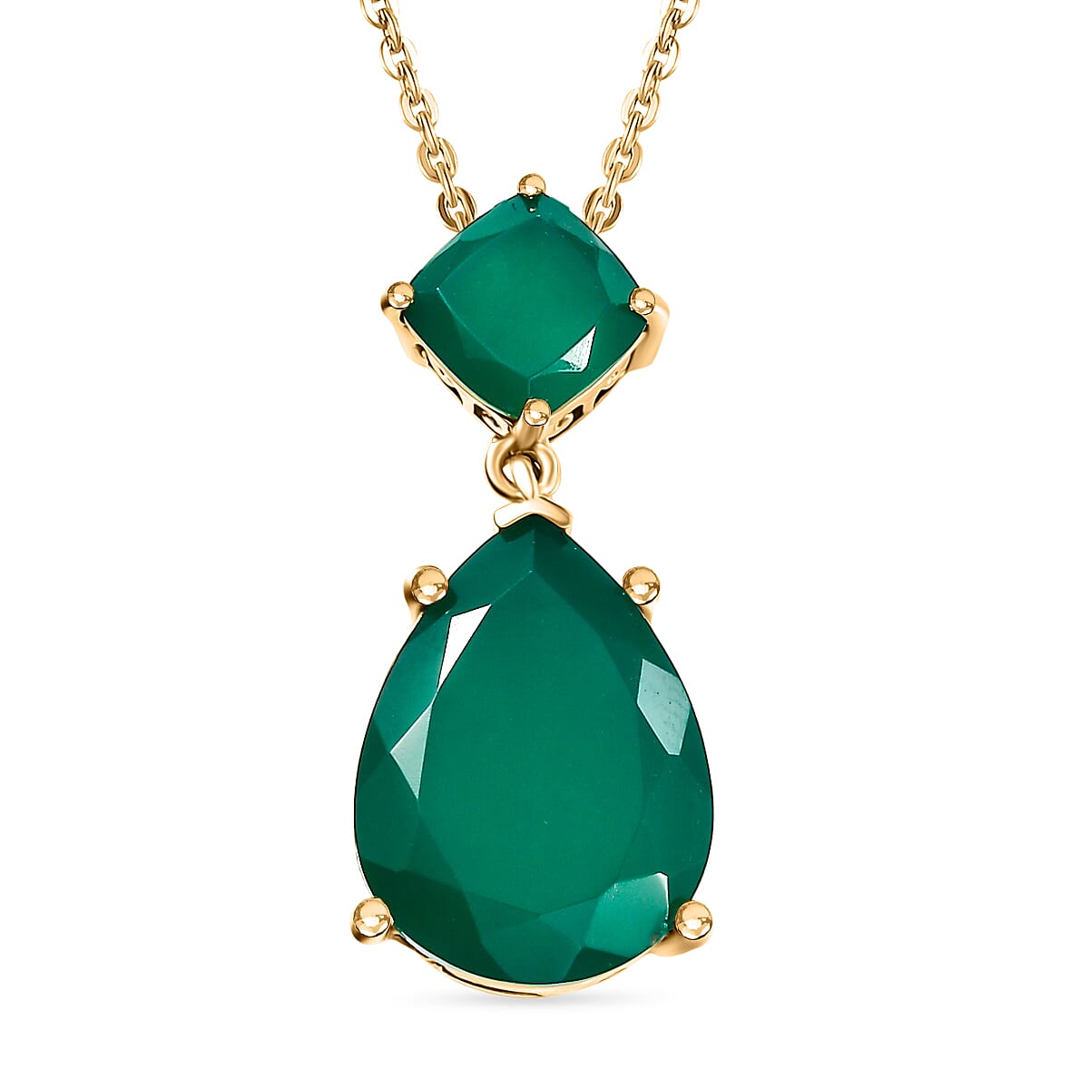 Verde Onyx Pendant with Chain (Size 20) in Yellow Gold Plating Sterling Silver 8.47 Ct. 4405146 0