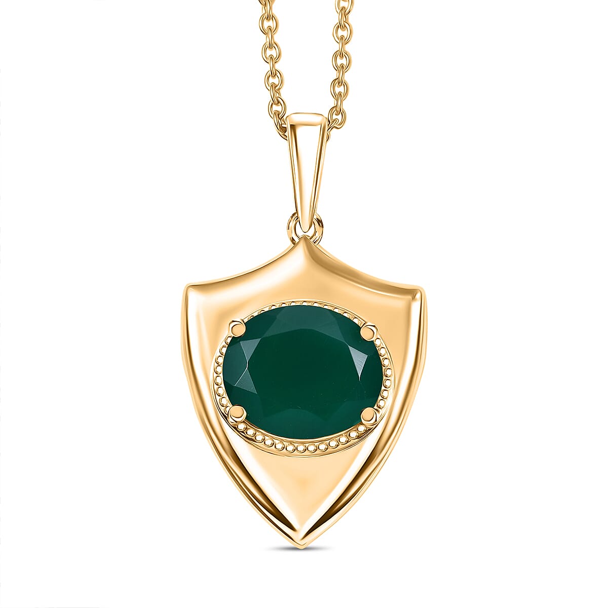 Verde Onyx Pendant with Chain (Size 20) in Yellow Gold Plating 4.37 Ct. 4398591 0