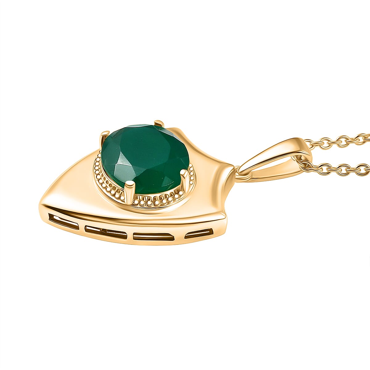 Verde Onyx Pendant with Chain (Size 20) in Yellow Gold Plating 4.37 Ct. 4398591 4