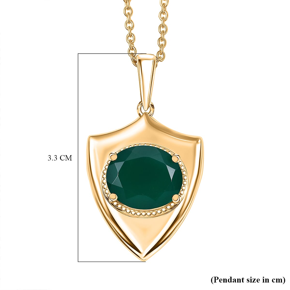 Verde Onyx Pendant with Chain (Size 20) in Yellow Gold Plating 4.37 Ct. 4398591 7