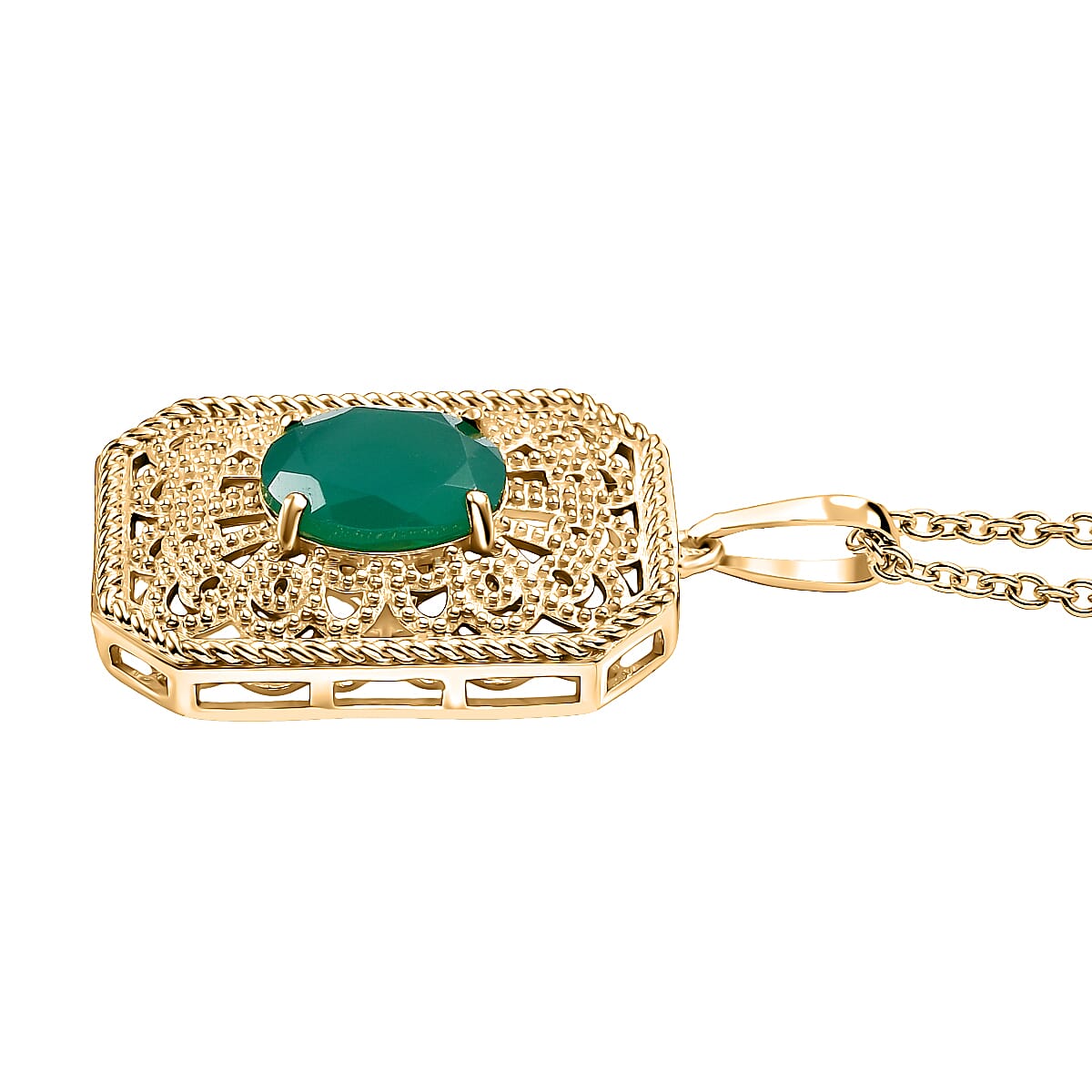 Verde Onyx Pendant with Chain (Size 20) in Yellow Gold Plating 2.38 Ct. 4402734 4