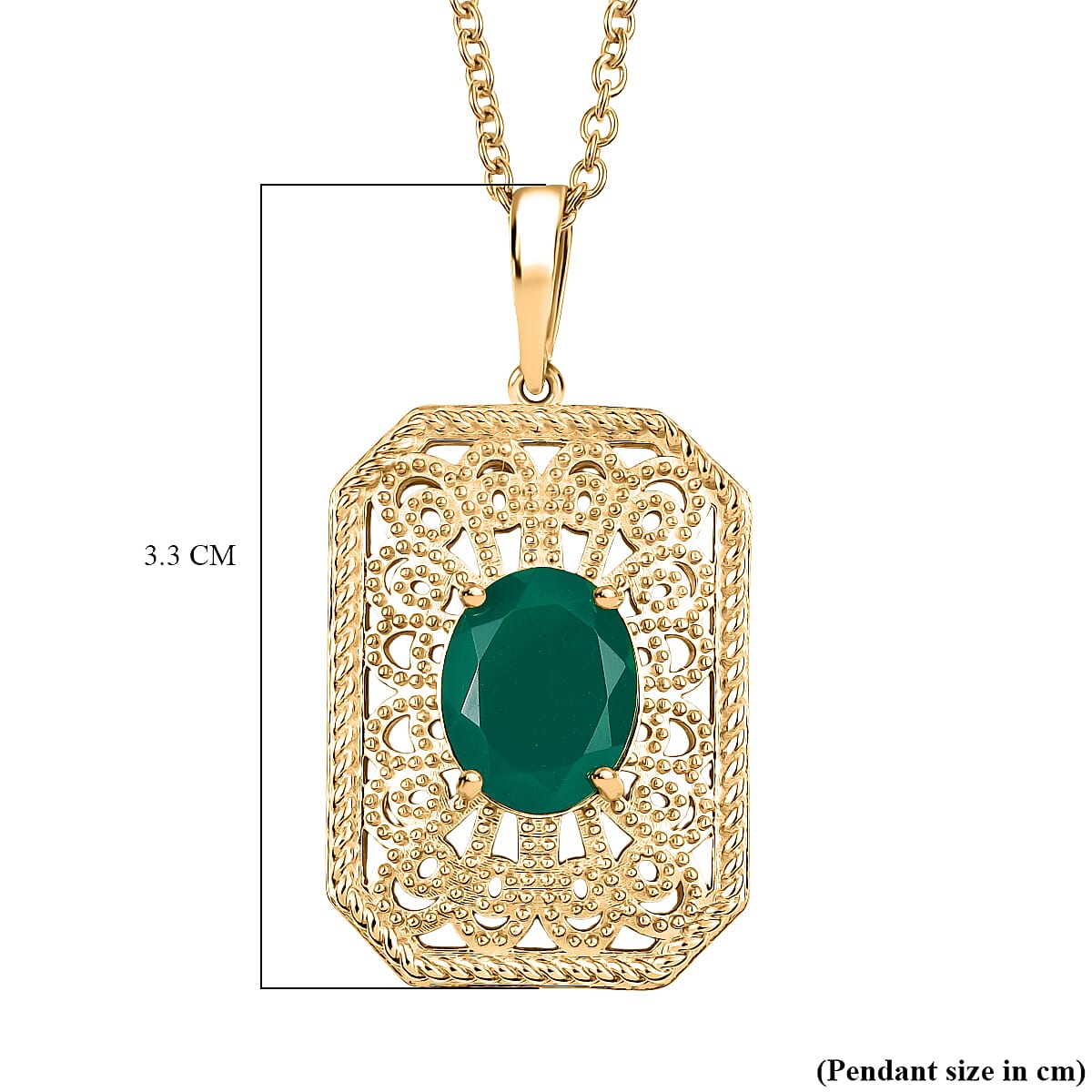 Verde Onyx Pendant with Chain (Size 20) in Yellow Gold Plating 2.38 Ct. 4402734 6