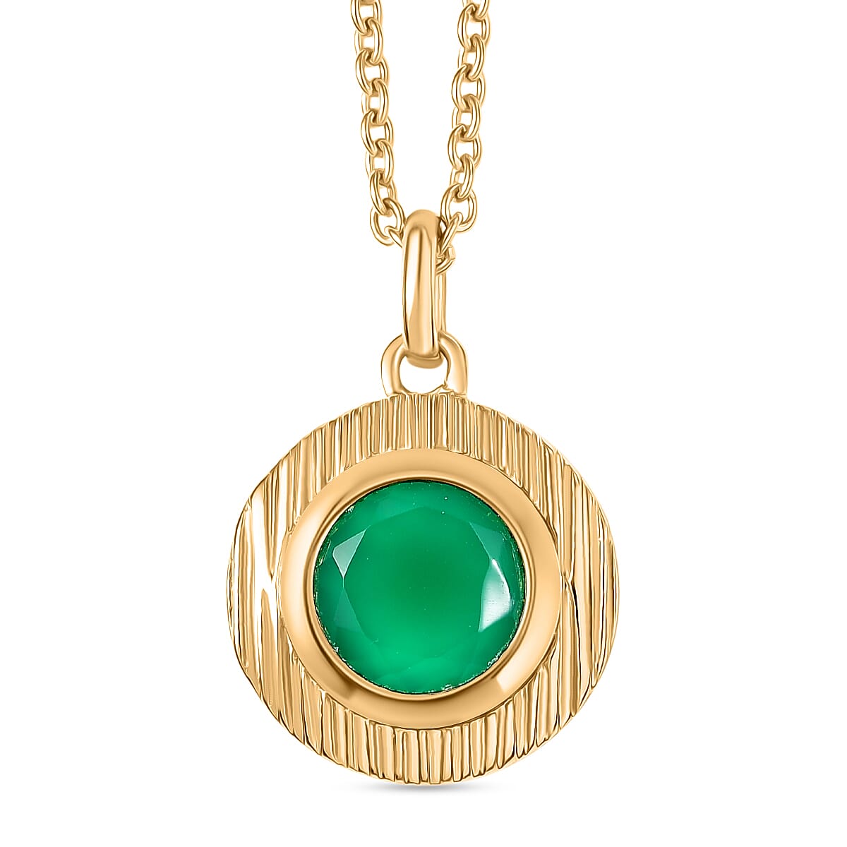 Verde Onyx Pendant with Chain (Size 20) in Yellow Gold Plating 1.68 Ct. 4408926 0