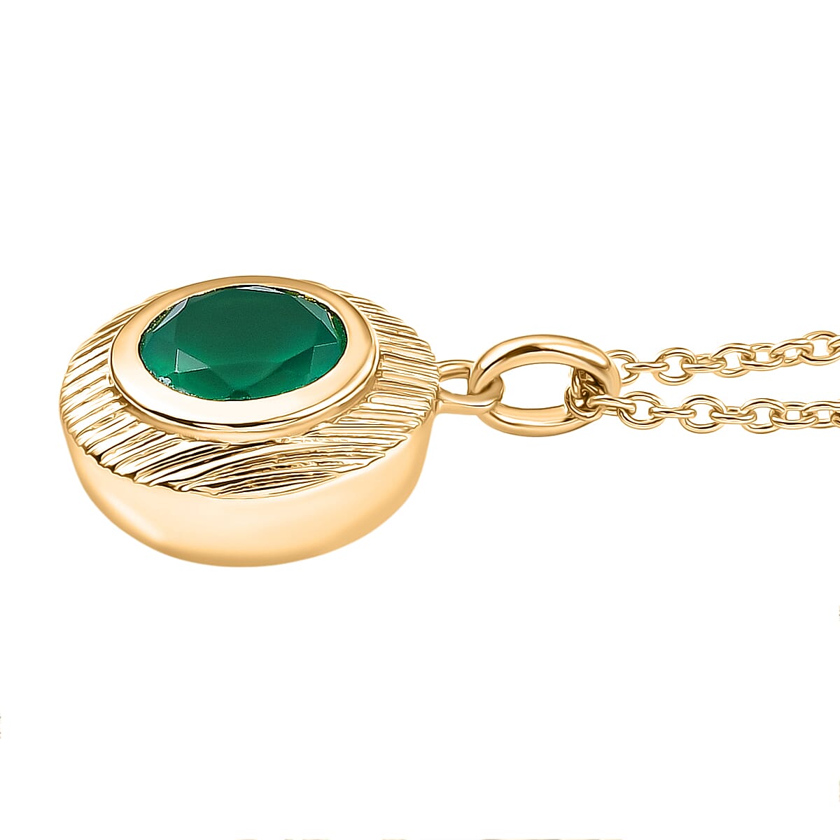 Verde Onyx Pendant with Chain (Size 20) in Yellow Gold Plating 1.68 Ct. 4408926 4