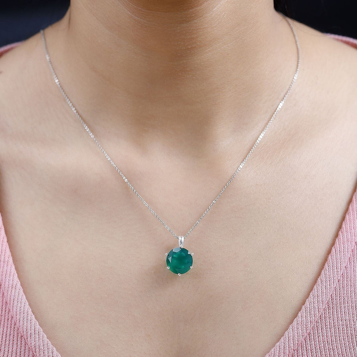 Verde Onyx Solitaire Pendant in Sterling Silver 5.40 Ct. 7644300 1
