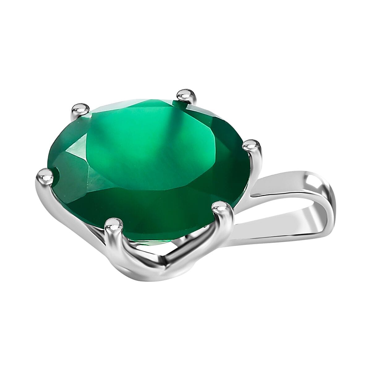 Verde Onyx Solitaire Pendant in Sterling Silver 5.40 Ct. 7644300 3