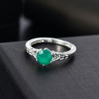 Verde Onyx  Solitaire Ring  Sterling Silver 0.90 ct  0.720  Ct.