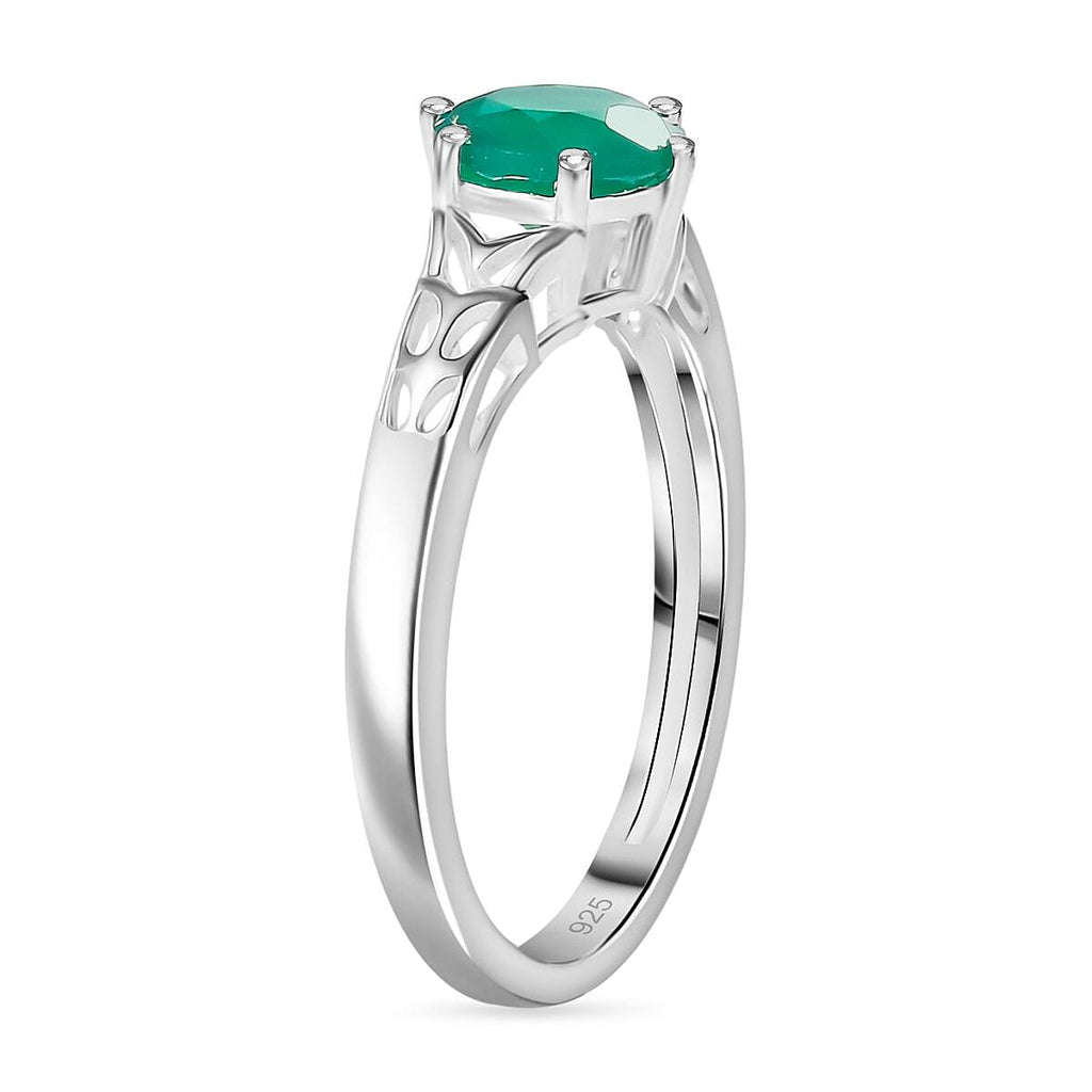 Verde Onyx  Solitaire Ring  Sterling Silver 0.90 ct  0.720  Ct.
