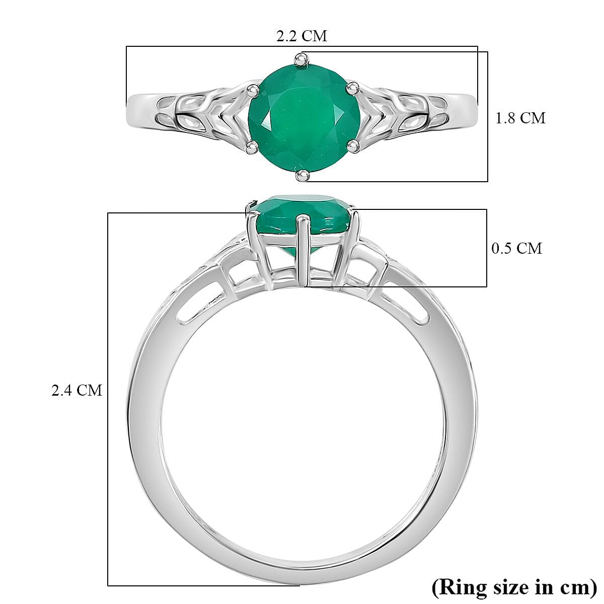 Verde Onyx  Solitaire Ring  Sterling Silver 0.90 ct  0.720  Ct. 7976409 5