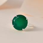 D'Joy Verde Onyx Solitaire Ring in Sterling Silver 5.41 Ct.