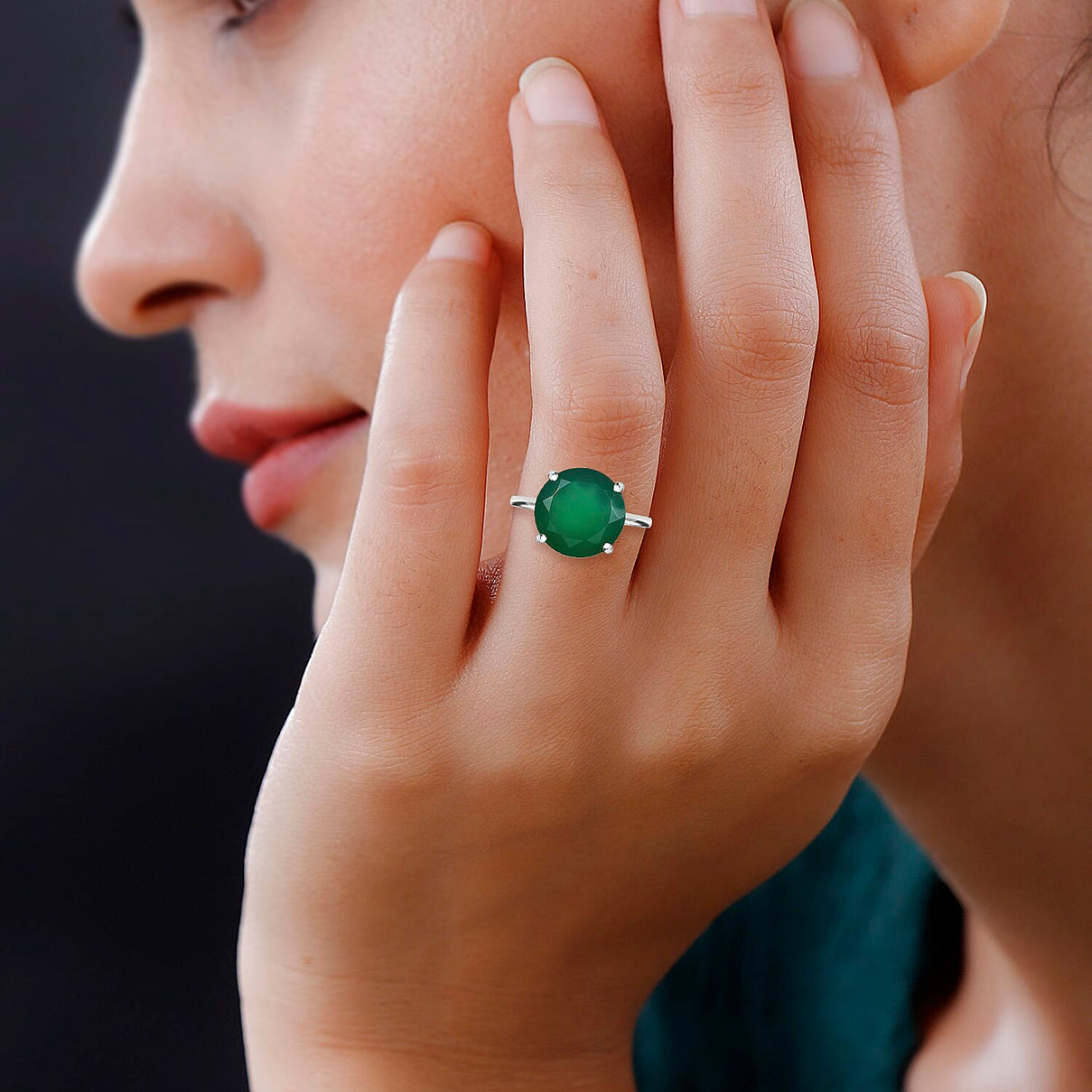 Verde Onyx Solitaire Ring in Sterling Silver 5.40 Ct. 7644268 3