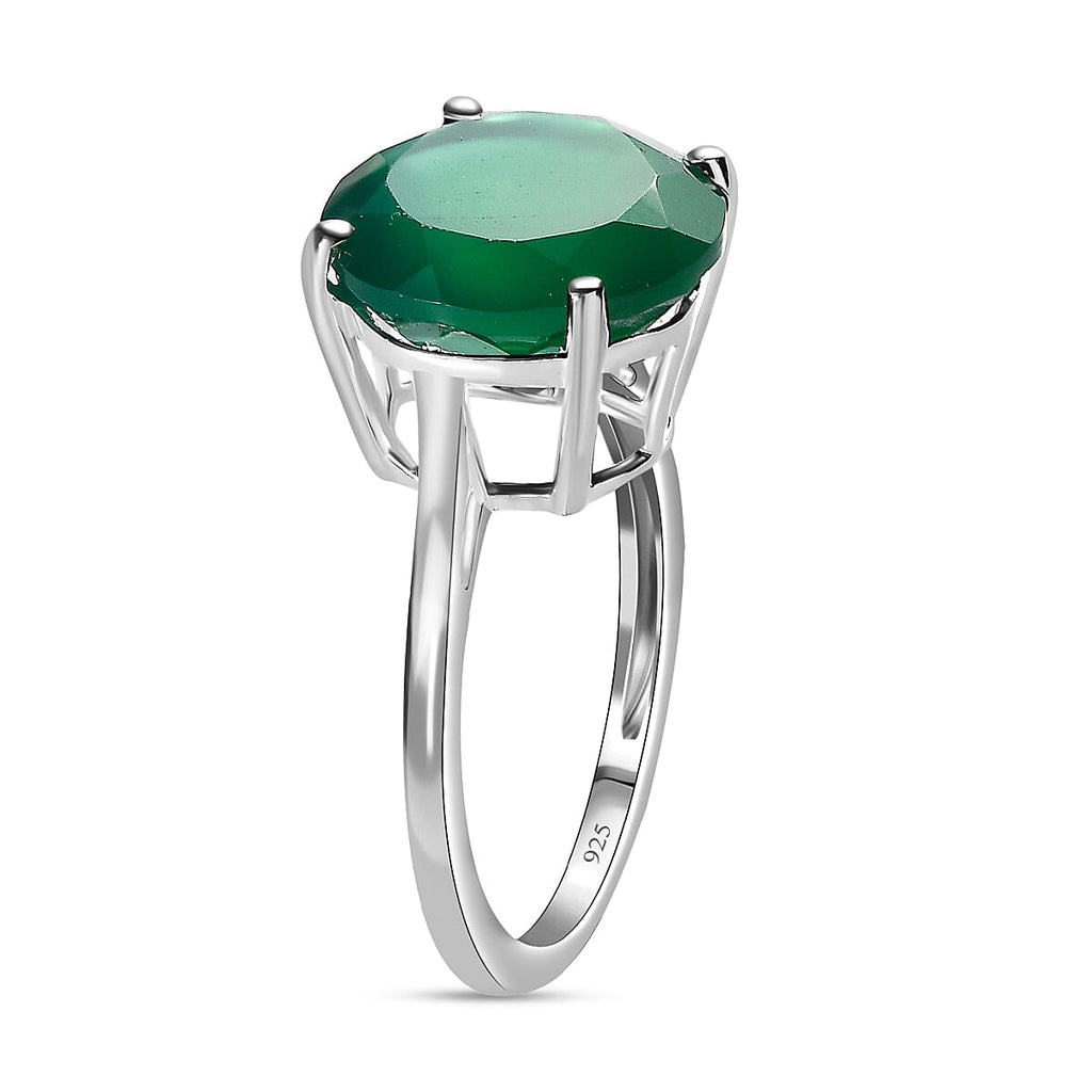 D'Joy Verde Onyx Solitaire Ring in Sterling Silver 5.41 Ct.