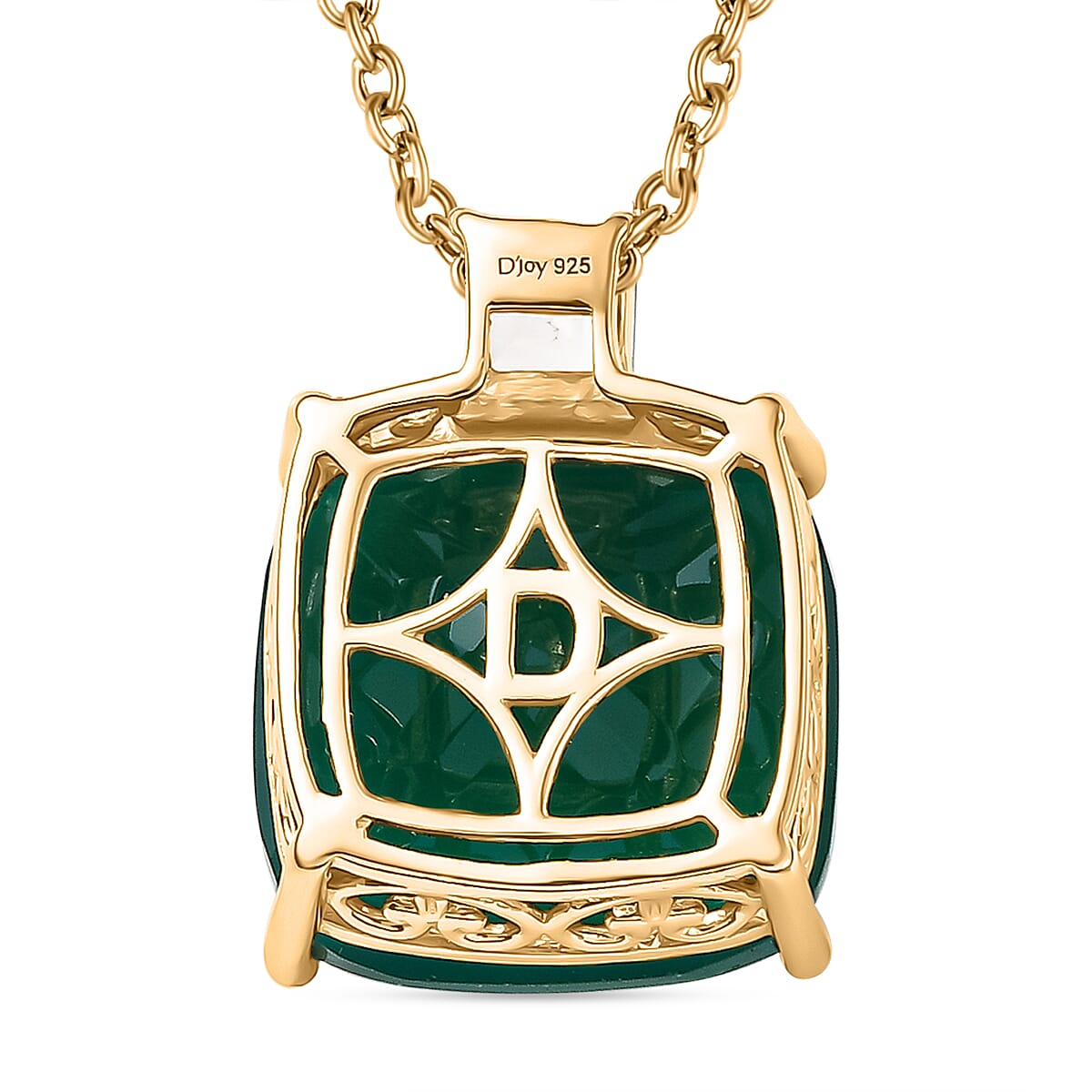 Verde Onyx &amp; White Topaz Pendant with Chain (Size 20) in 14K Yellow Gold Plating Sterling Silver 13.04 Ct. 4406492 5