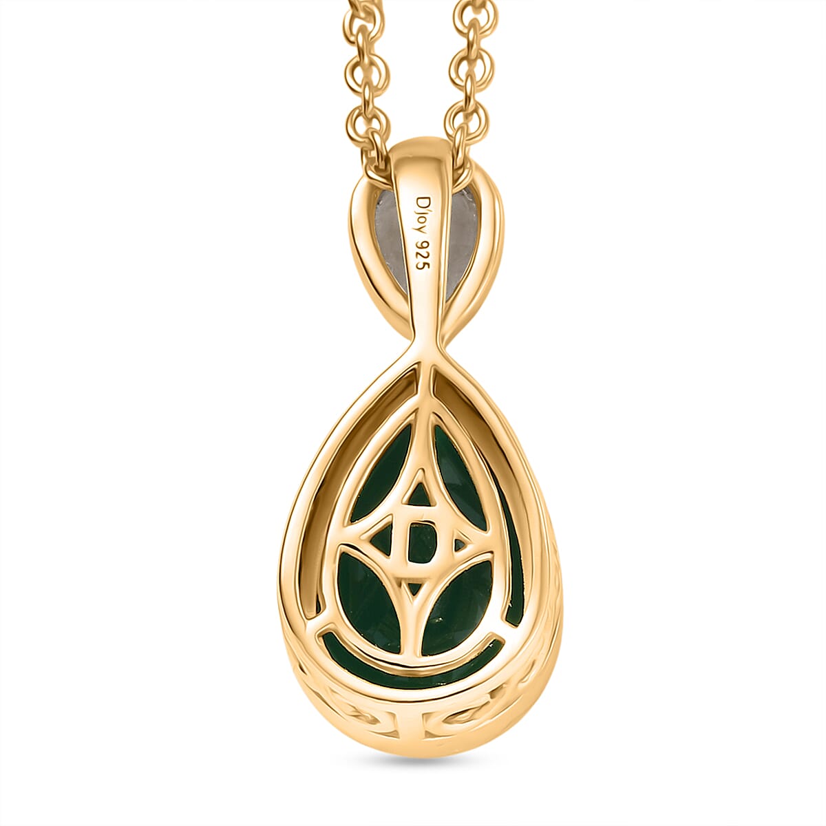 Verde Onyx and White Topaz Pendant with Chain (Size 20) in Yellow Gold Plated Sterling Silver 3.44 Ct. 4410724 5