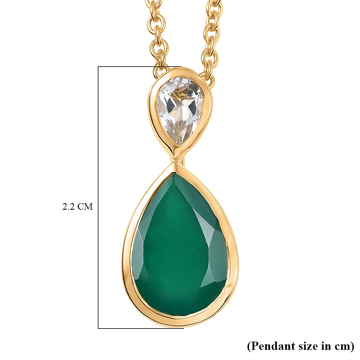 Verde Onyx and White Topaz Pendant with Chain (Size 20) in Yellow Gold Plated Sterling Silver 3.44 Ct. 4410724 6