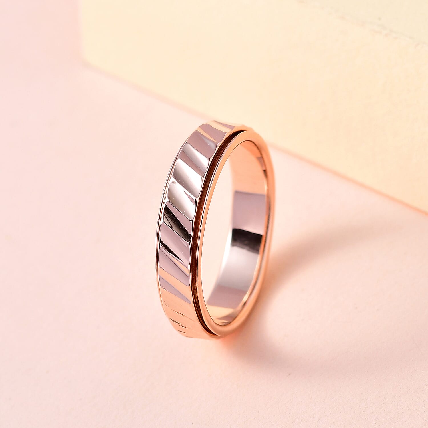 Spinner Wedding Band Ring in 18K Rose Gold Vermeil Plated Sterling silver 7507902 1