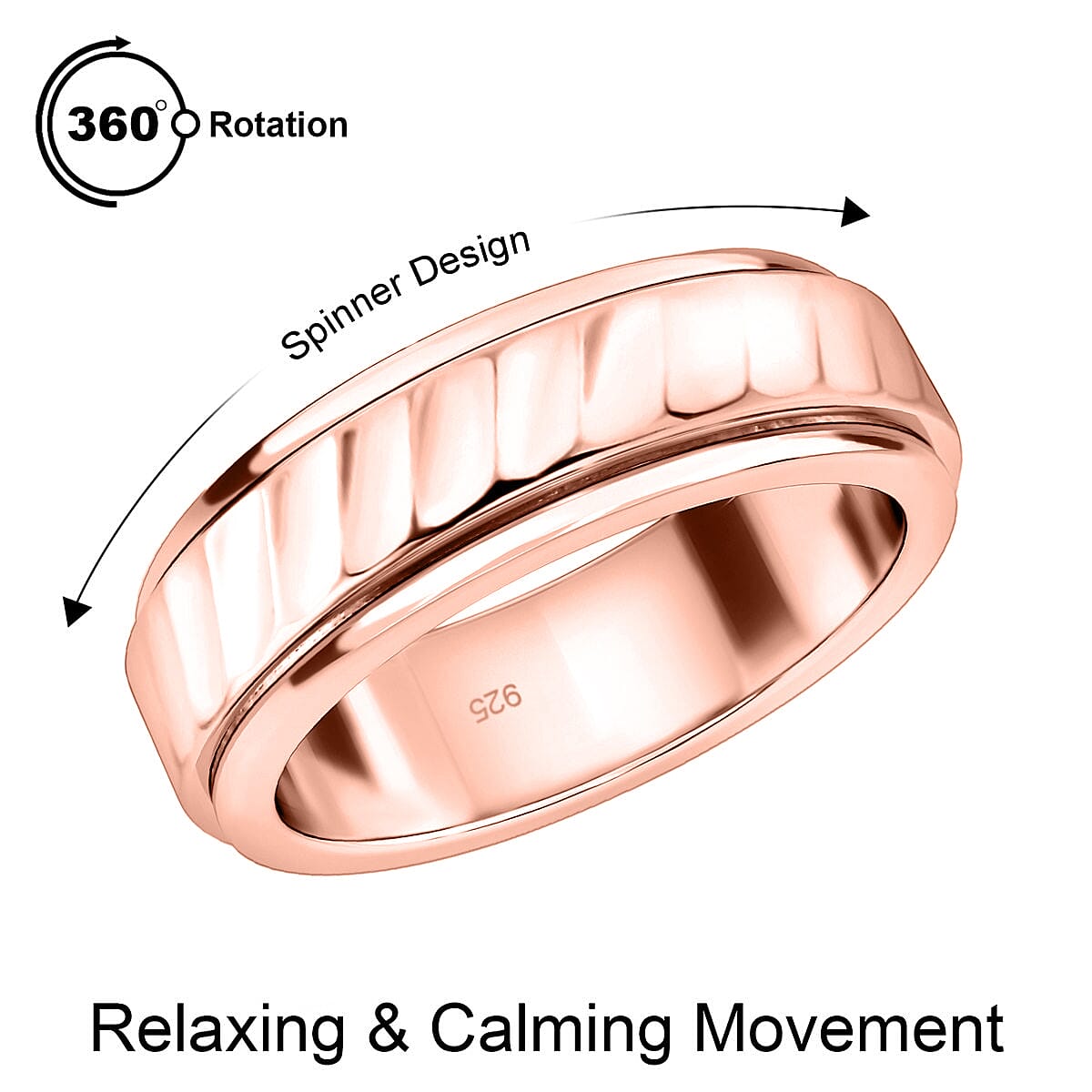 Spinner Wedding Band Ring in 18K Rose Gold Vermeil Plated Sterling silver 7507902 5