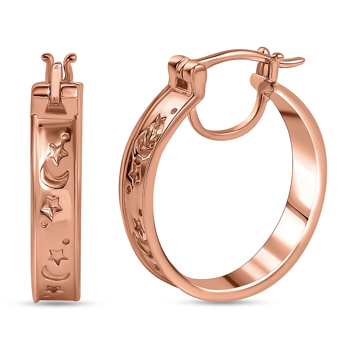 18K Vermeil RG Plated Sterling Silver Hoop Earrings, Silver Wt. 6 Gms 7714297 0