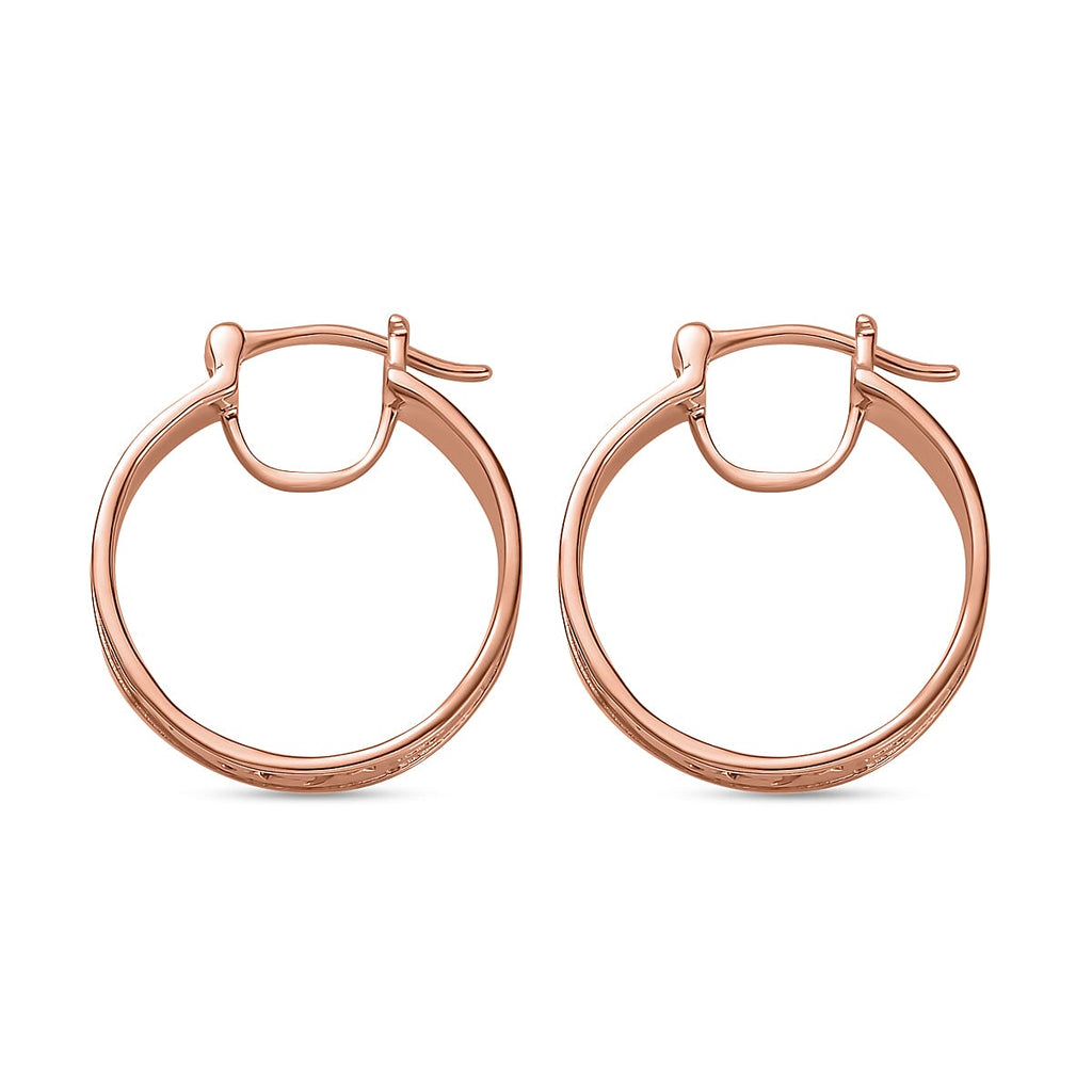 18K Vermeil RG Plated Sterling Silver Hoop Earrings, Silver Wt. 6 Gms