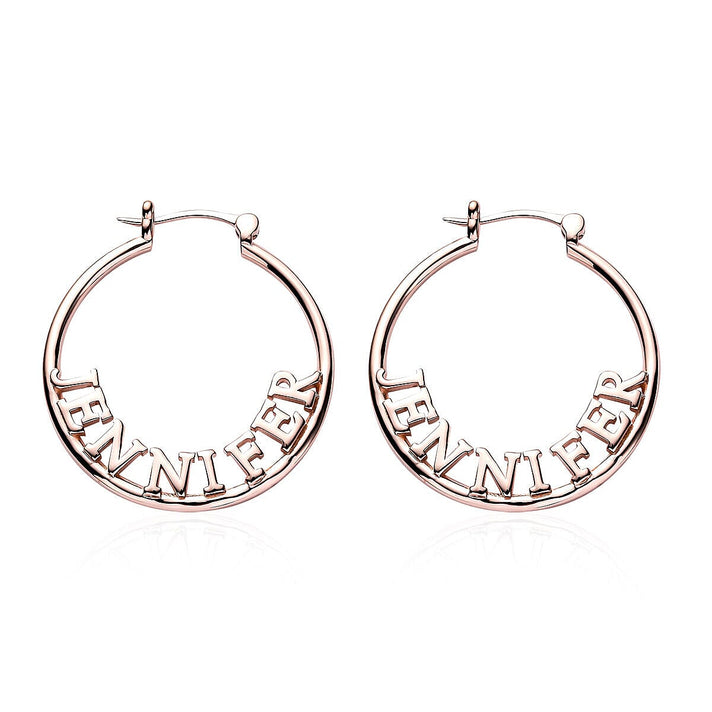 Vermeil Rose Gold Over Sterling Silver Personalised Name Hoop Earrings With Clasp 7233130 1
