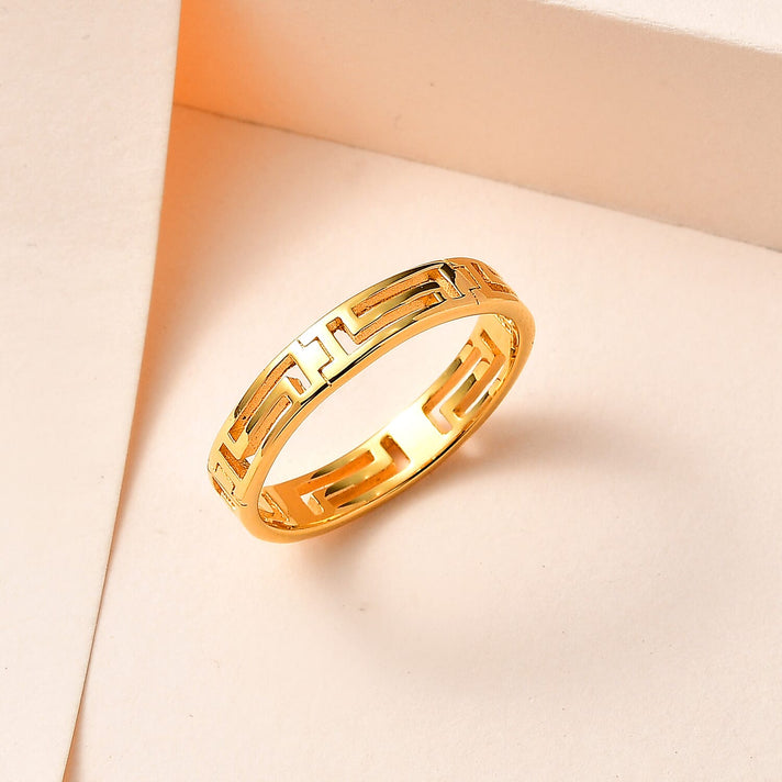 Greek Key Wedding Band Ring 18K Vermeil Yellow Gold Plated Sterling Silver 7567869 2