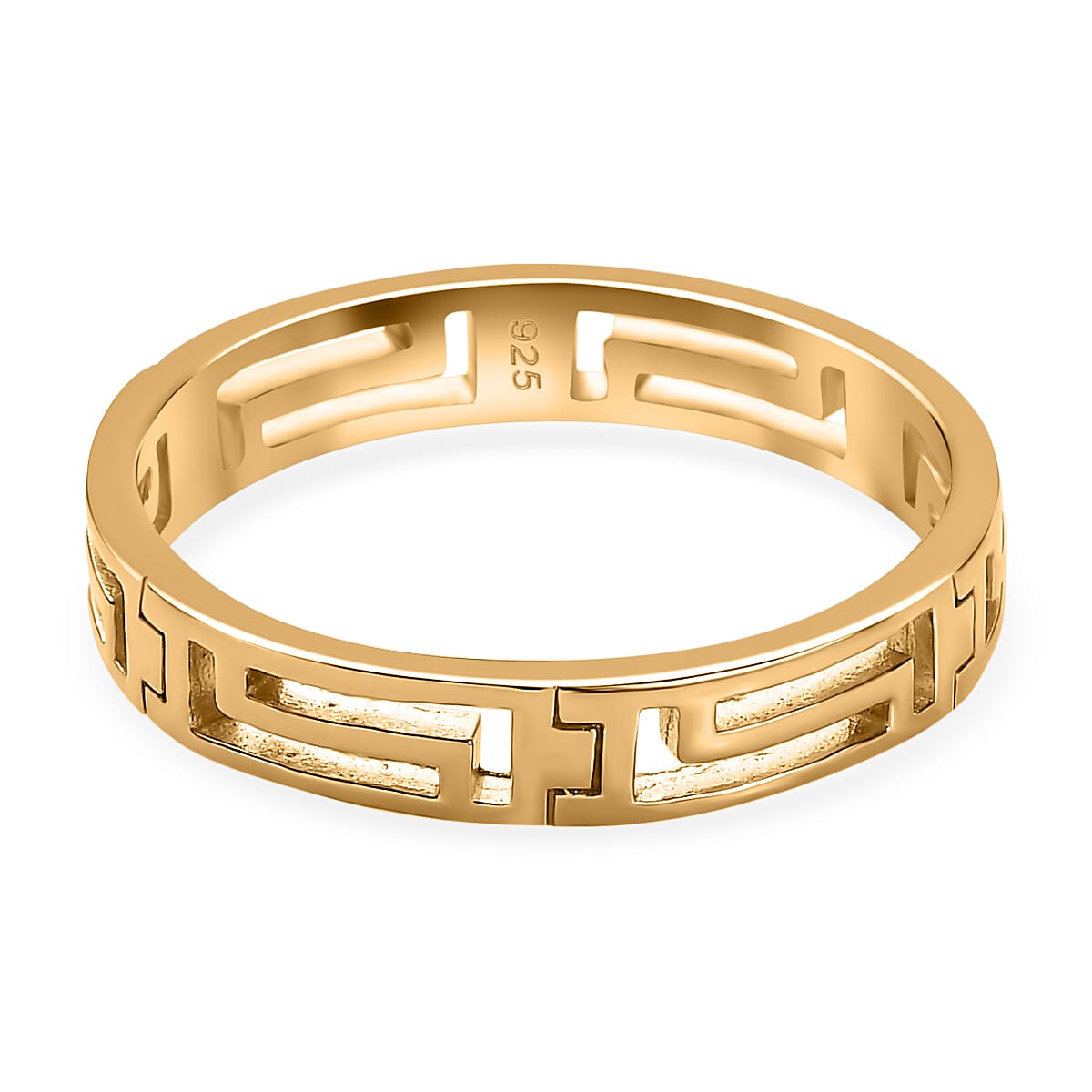 Greek Key Wedding Band Ring 18K Vermeil Yellow Gold Plated Sterling Silver 7567869 5