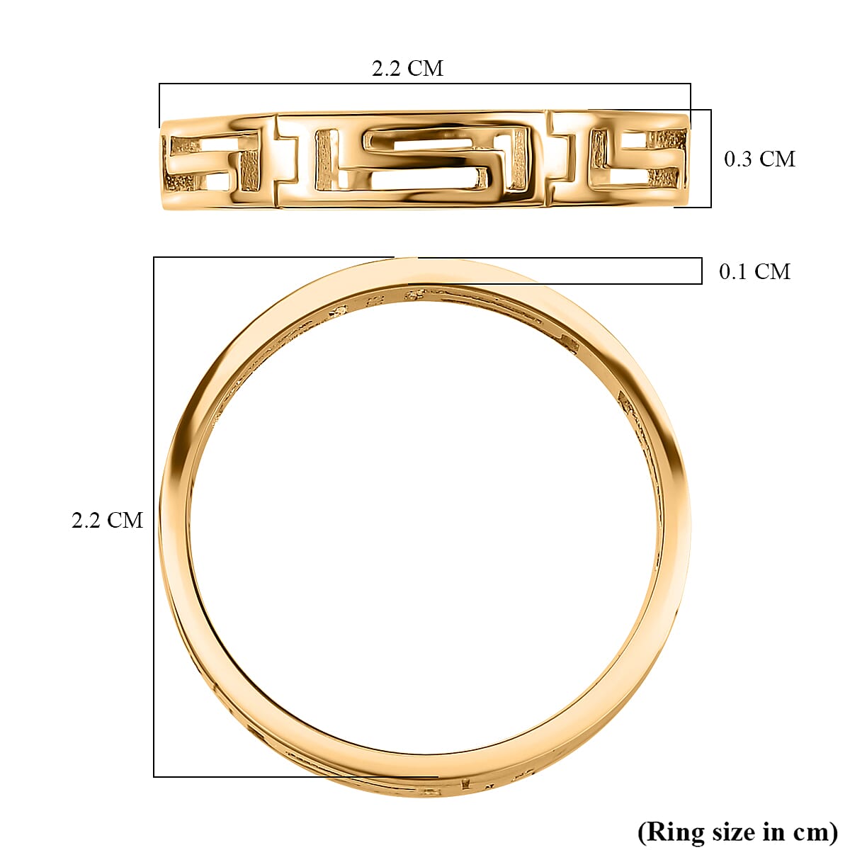Greek Key Wedding Band Ring 18K Vermeil Yellow Gold Plated Sterling Silver 7567869 6