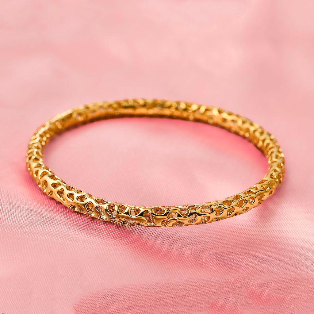 Vermeil YG Sterling Silver Bangle,  Silver Wt. 17.5 Gms