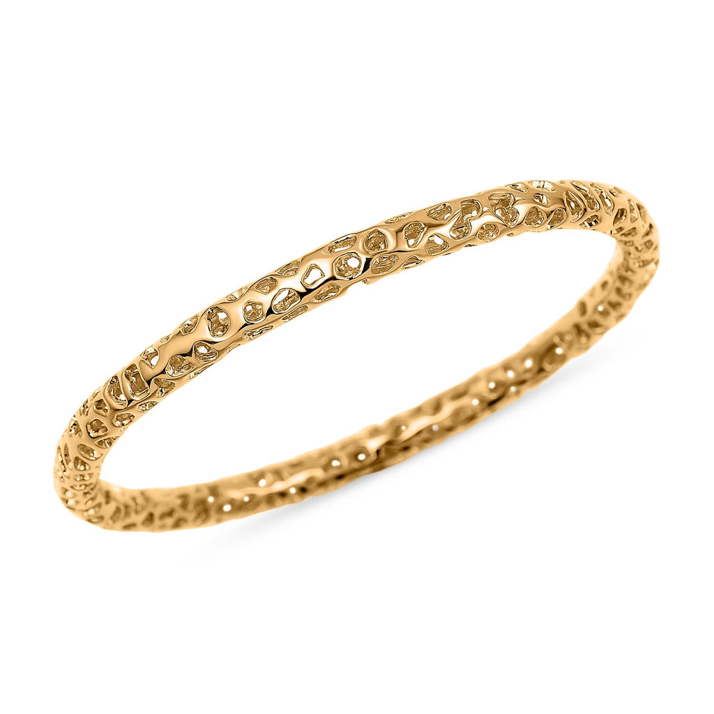 Vermeil YG Sterling Silver Bangle,  Silver Wt. 17.5 Gms