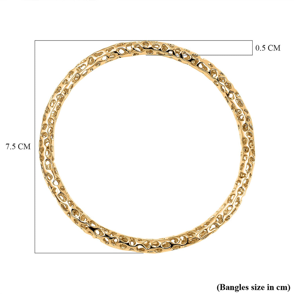 Vermeil YG Sterling Silver Bangle,  Silver Wt. 17.5 Gms