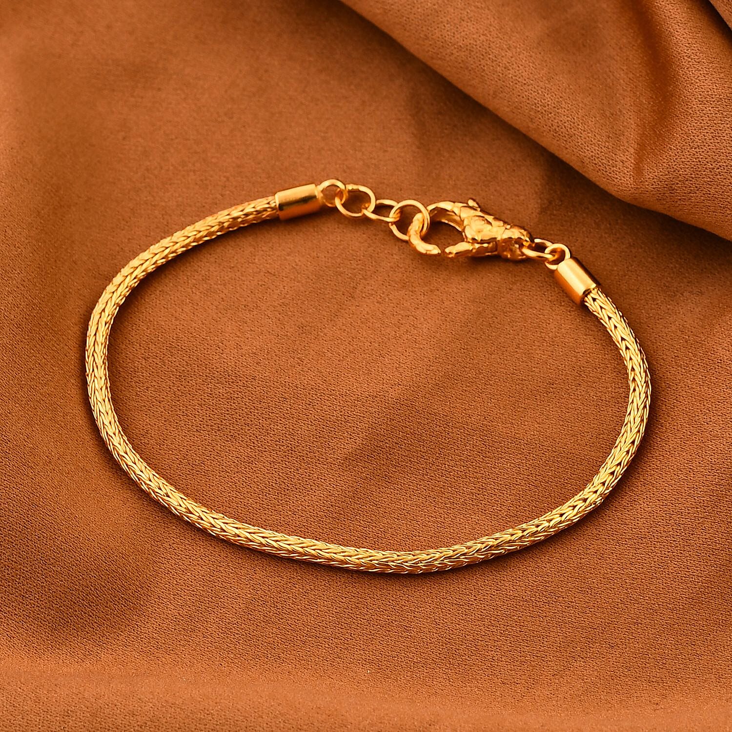 Vermeil Yellow Gold Plated Sterling Silver Snake Bracelet (Size - 7.5),  Silver Wt. 7 Gms 7782972 2